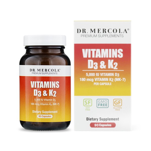 Image of Vitamins D3 & K2 90 Capsules - Dr Mercola 