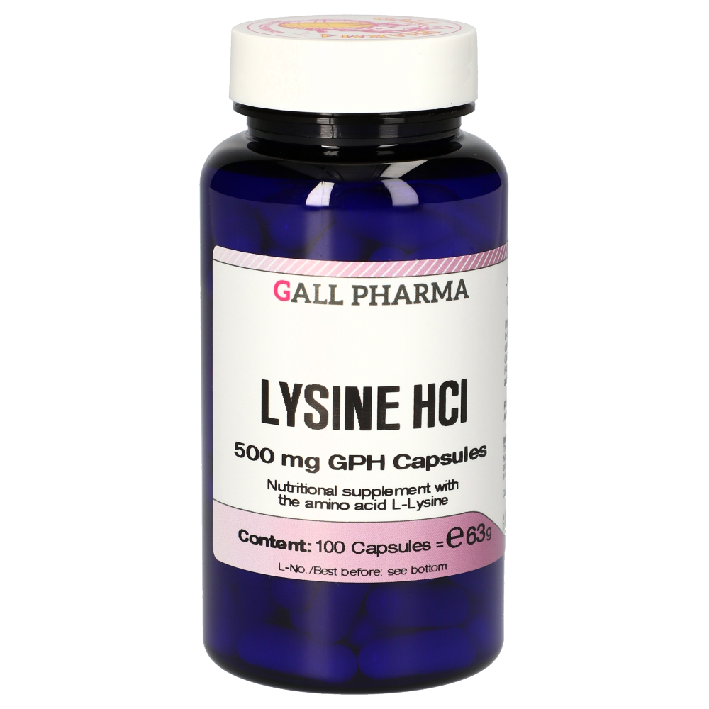 Image of Lysine HCl 500 mg GPH (100 Capsules) - Gall Pharma GmbH 