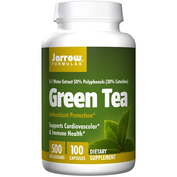 Image of Green Tea 500 mg (100 Vegetarian Capsules) - Jarrow Formulas 