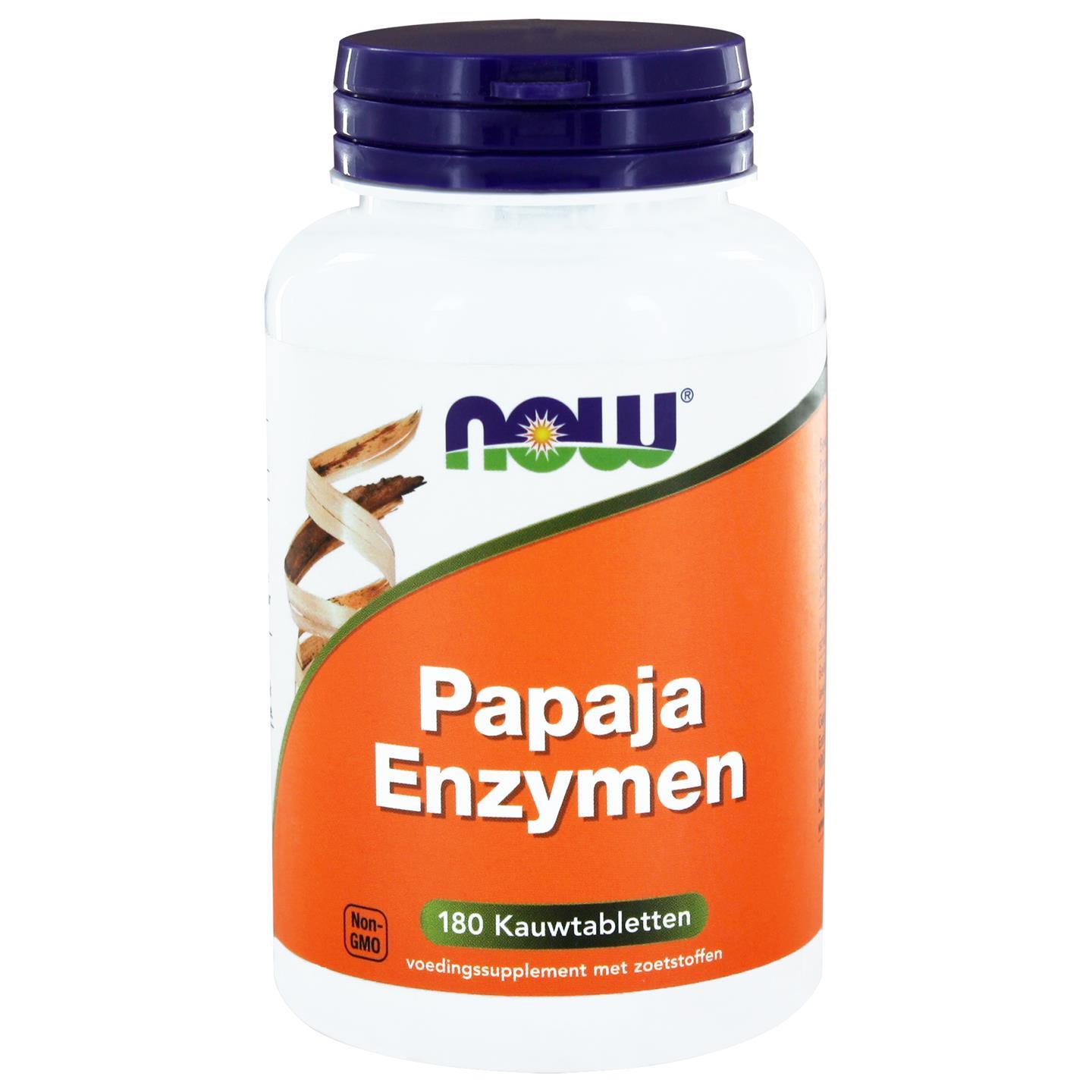 Image of Now Foods, Enzymes de papaye à croquer, 180 pastilles 