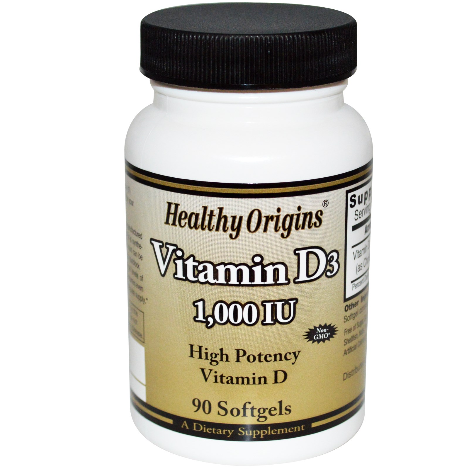 Image of Healthy Origins, Vitamin D3, 1000 IU, 90 Softgels 