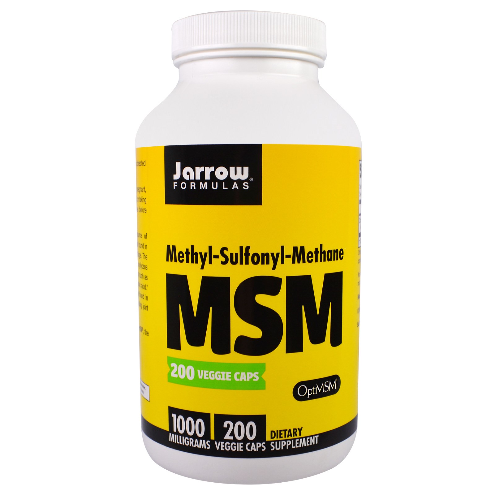 Image of MSM Methyl-Sulfonyl-Methane 1000 mg (200 Veggie Caps) - Jarrow Formulas 