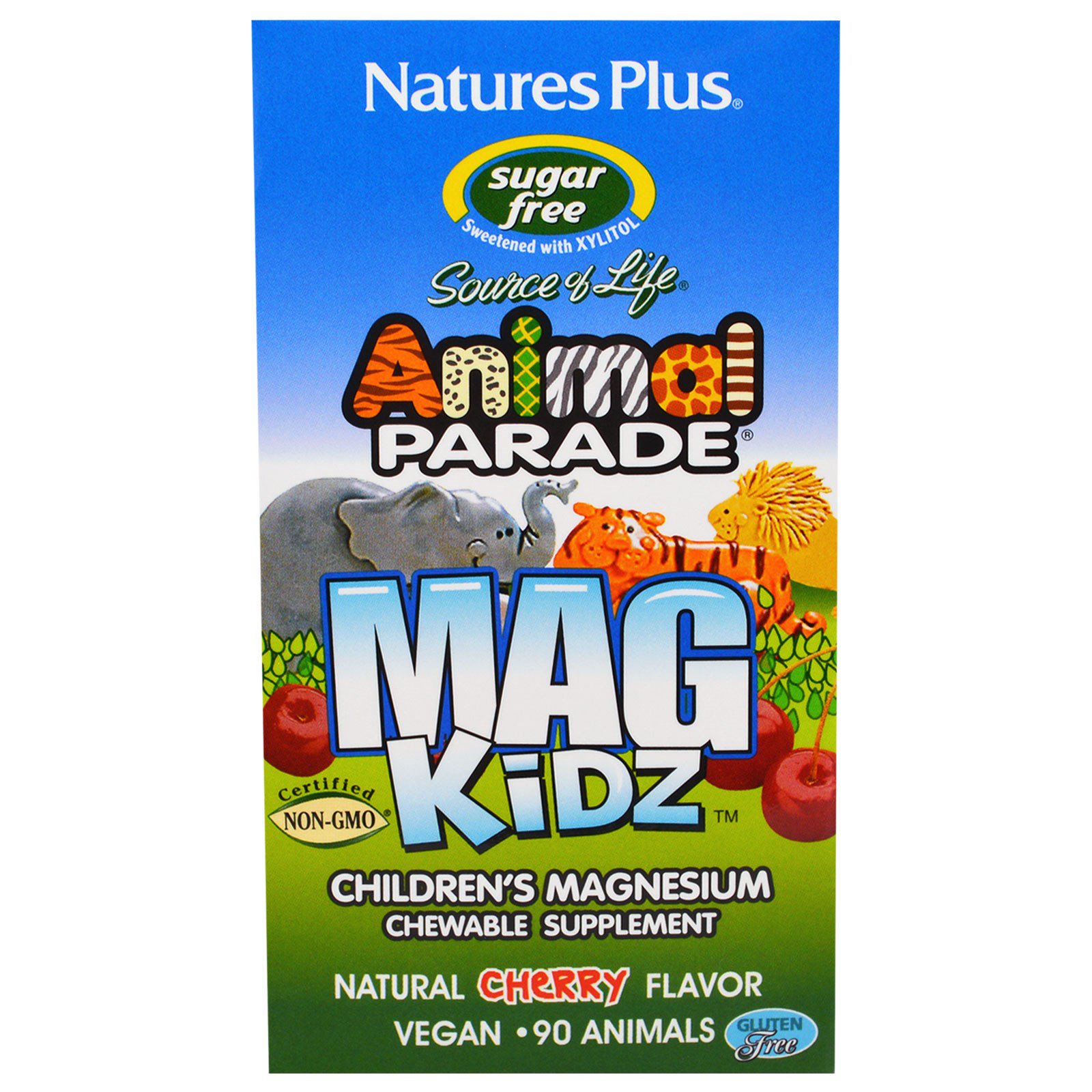 Image of MagKidz, Children&apos;s Magnesium, Natural Cherry Flavor (90 Animals) - Nature&apos;s Plus 