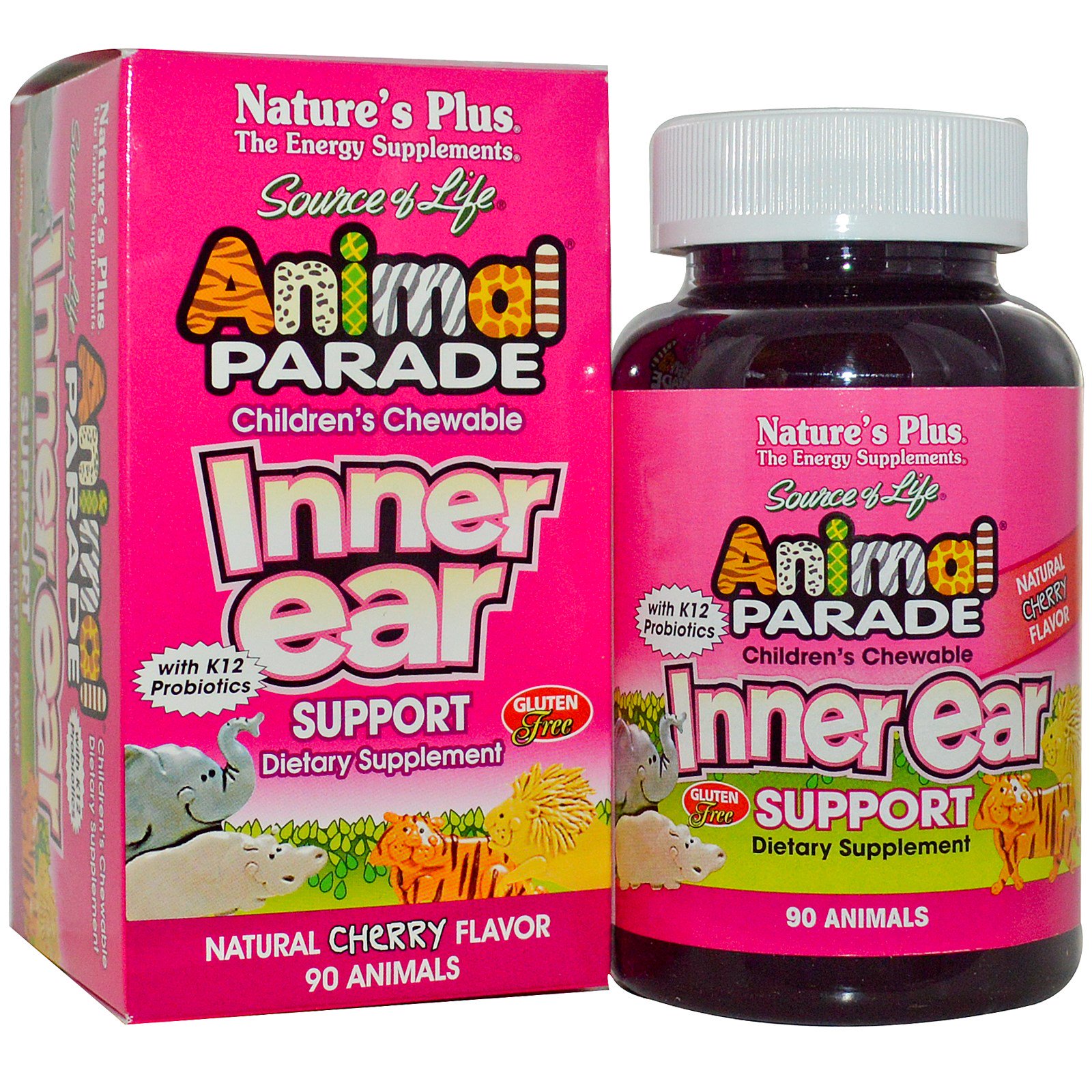 Image of Children&apos;s Chewable Inner Ear Support, Natural Cherry Flavor (90 Animals) - Nature&apos;s Plus 