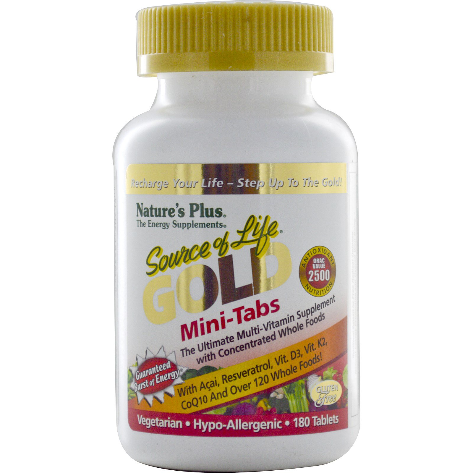 Image of Gold, Mini-Tabs, The Ultimate Multi-Vitamin Supplement (180 Tablets) - Nature&apos;s Plus 