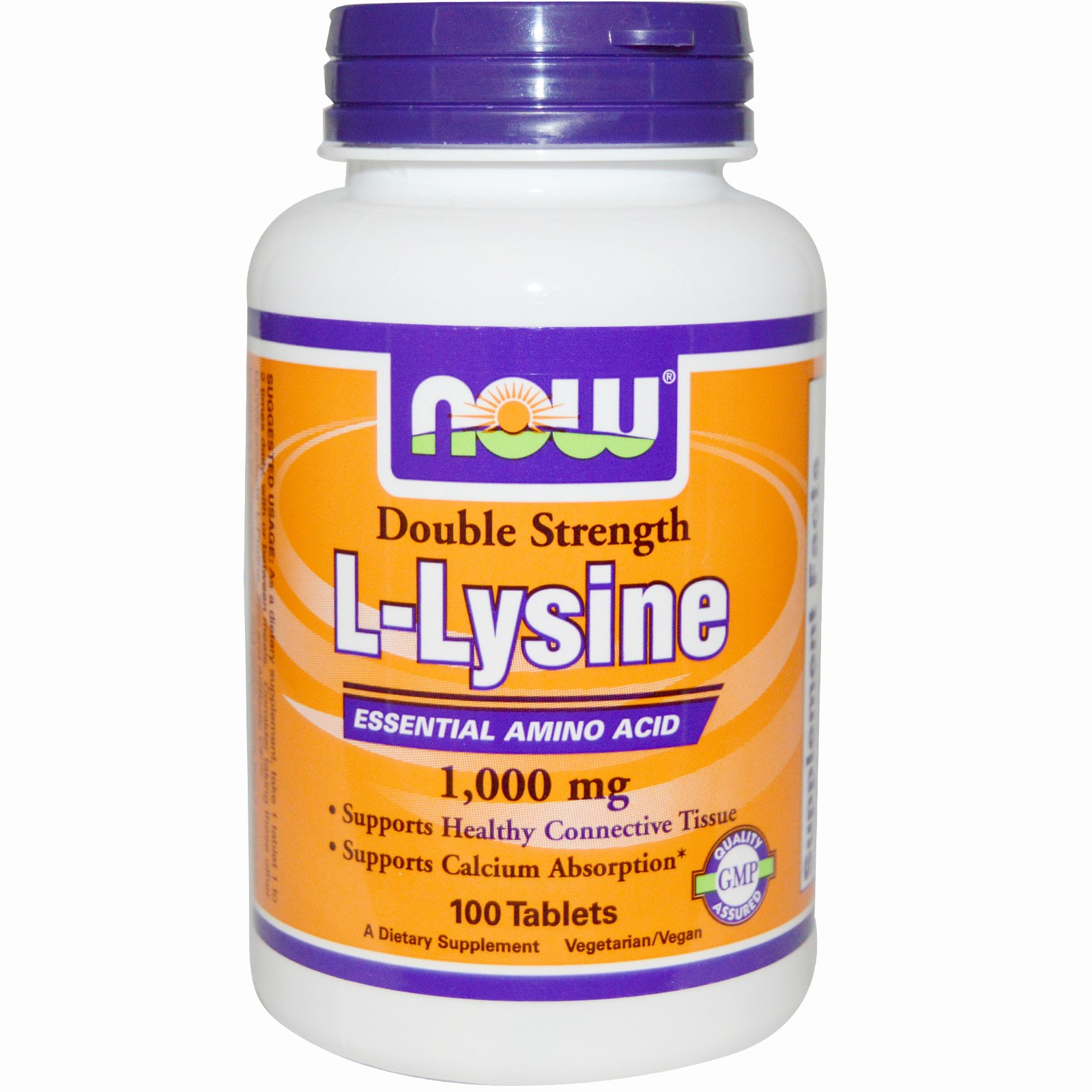 Image of Now Foods, L-Lysine, 1,000 mg, 100 Tablets 