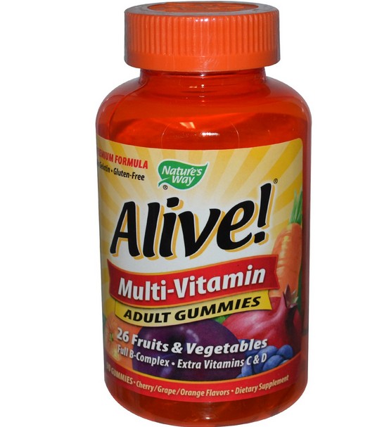 Image of Nature&apos;s Way, Alive! adultes multi-vitamines, arômes de fruits, 90 Gummies 