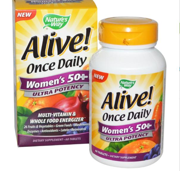 Image of Nature&apos;s Way, Alive ! Une fois que tous les jours, des femmes 50 +, puissance Ultra, multi-vitamines & Whole Food Energizer, 60 comprimés 