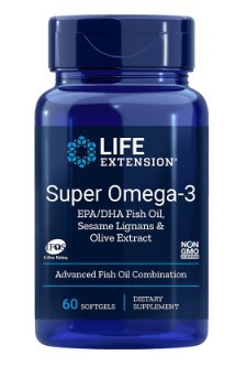 Image of Life Extension, Super oméga-3 EPA/DHA avec sésame Lignans & Olive Fruit Extract, 60 gélules 