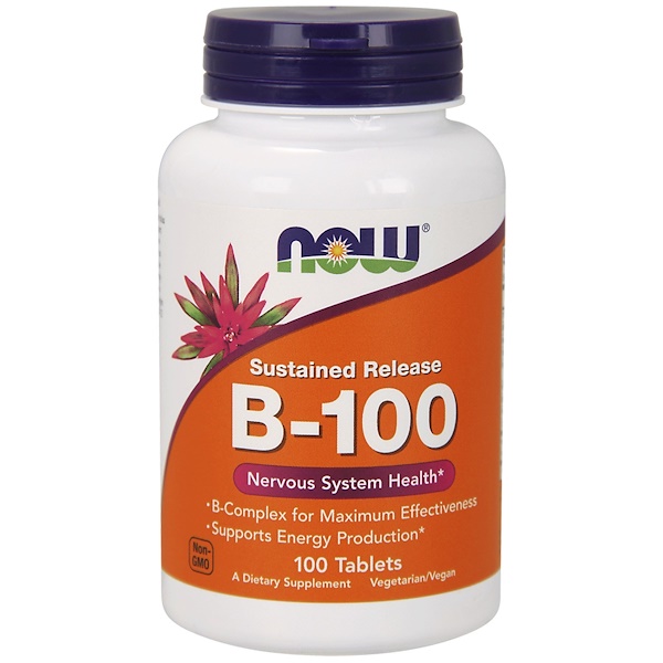 Image of B-100 Sustained Release (100 tablets) - Now Foods 