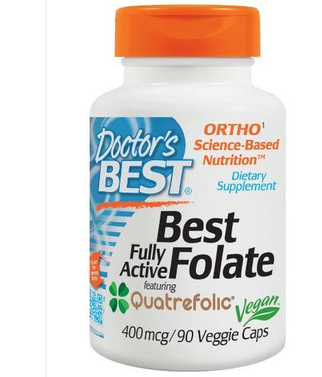Image of Doctor&apos;s Best, Best Folate pleinement Active mettant en vedette Quatrefolic 400 mcg, 90 Caps Veggie 