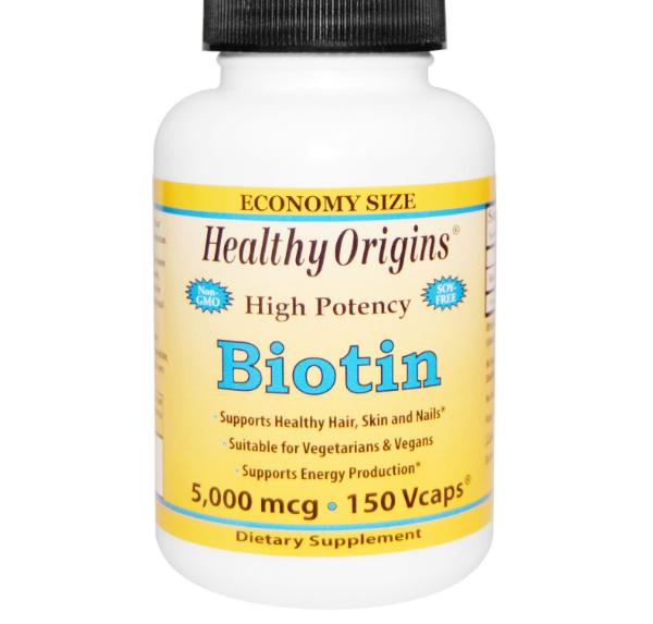 Image of Healthy Origins, biotine, forte puissance, 5000 mcg, 150 Vcaps 