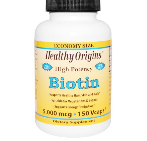 Image of Healthy Origins, biotine, forte puissance, 5000 mcg, 150 Vcaps