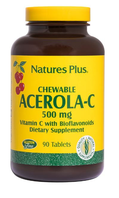 Image of Chewable Acerola-C Vitamin C with Bioflavonoids 500 mg (90 Tablets) - Nature&apos;s Plus 