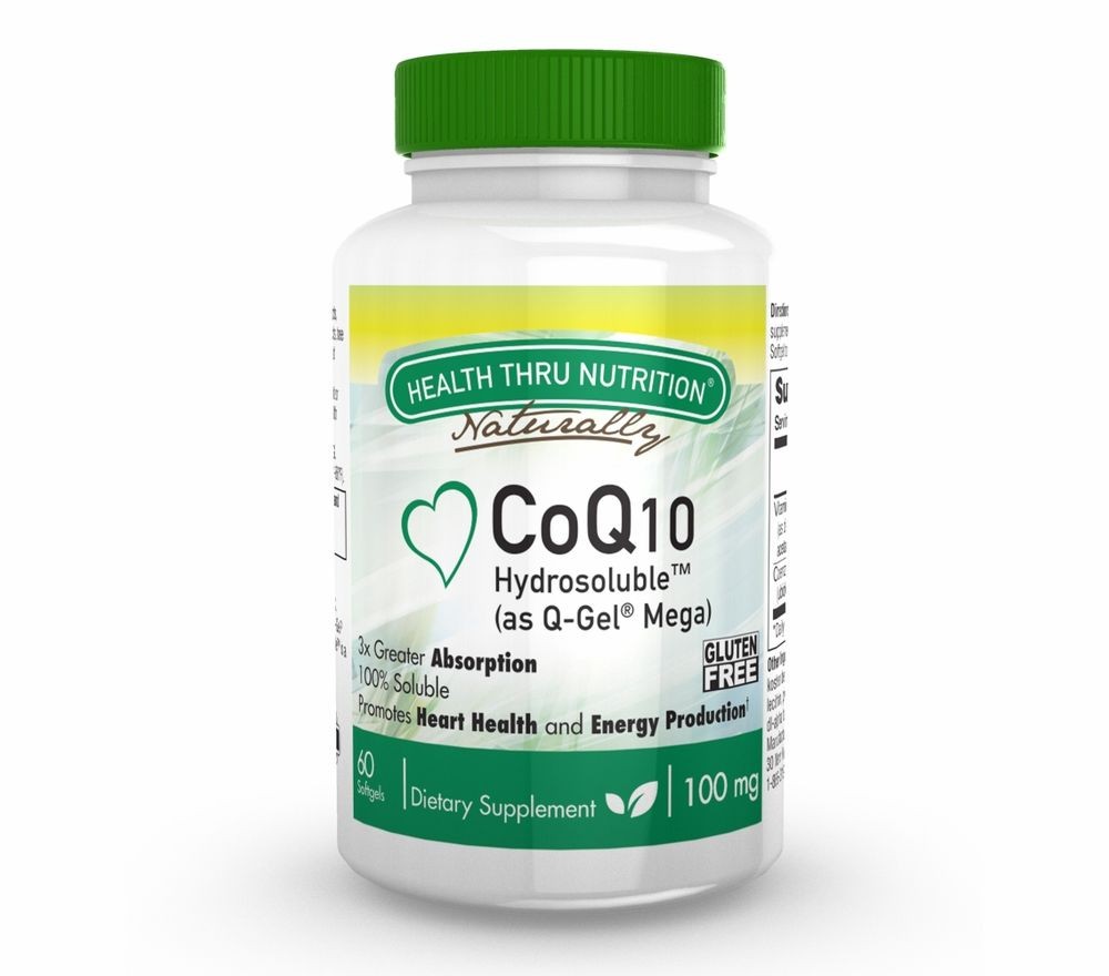 Image of Hydrosoluble CoQ-10 (as Q-Gel) 100 mg (60 Softgels) - Health Thru Nutrition 