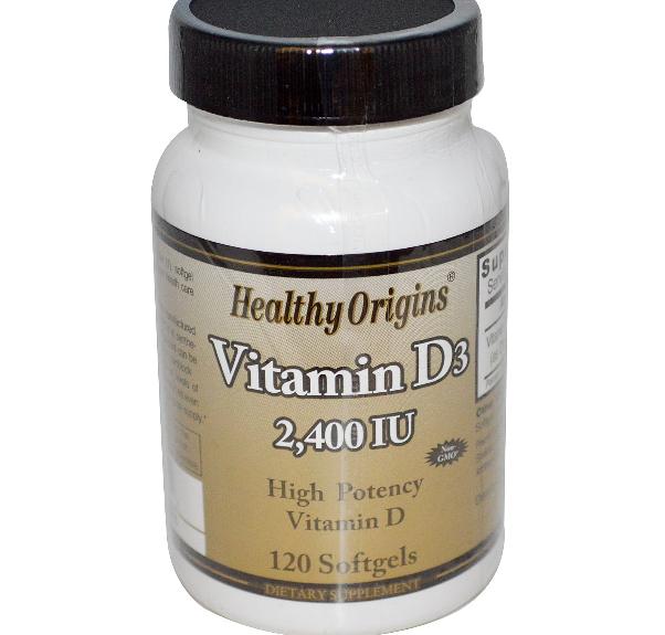 Image of Healthy Origins, vitamine D3, 2 400 IU, 120 gélules 