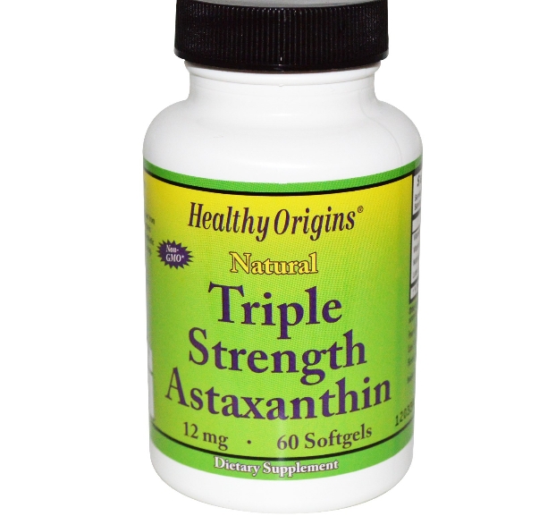 Image of Healthy Origins, astaxanthine naturelle force Triple, 12 mg, 60 gélules