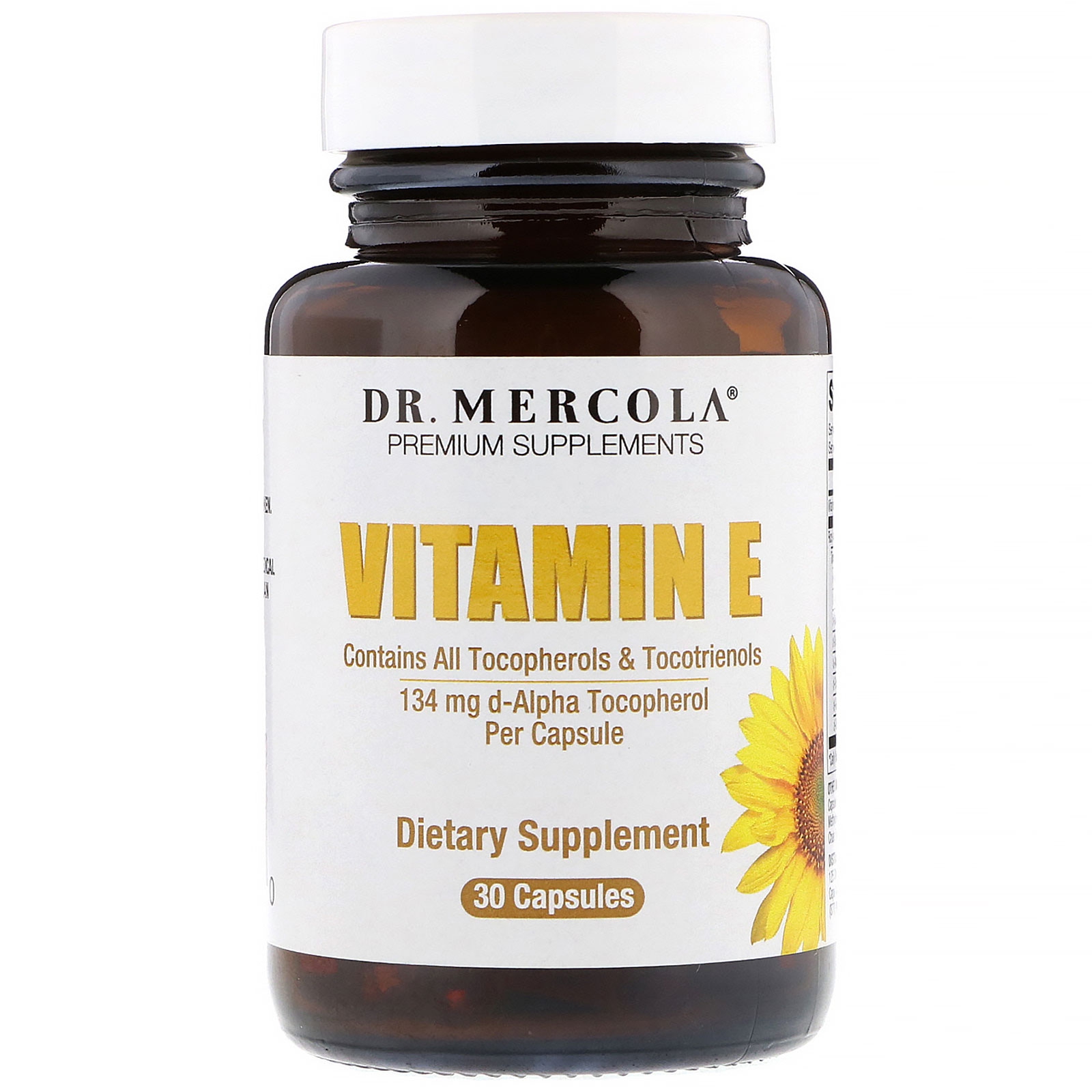 Image of Dr. Mercola, Vitamine E tocophérols & tocotriénols, 30 Capsules Licaps 