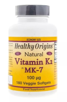 Image of Natural Vitamin K2 as MK-7 100 mcg (180 Veggie Softgels) - Healthy Origins 
