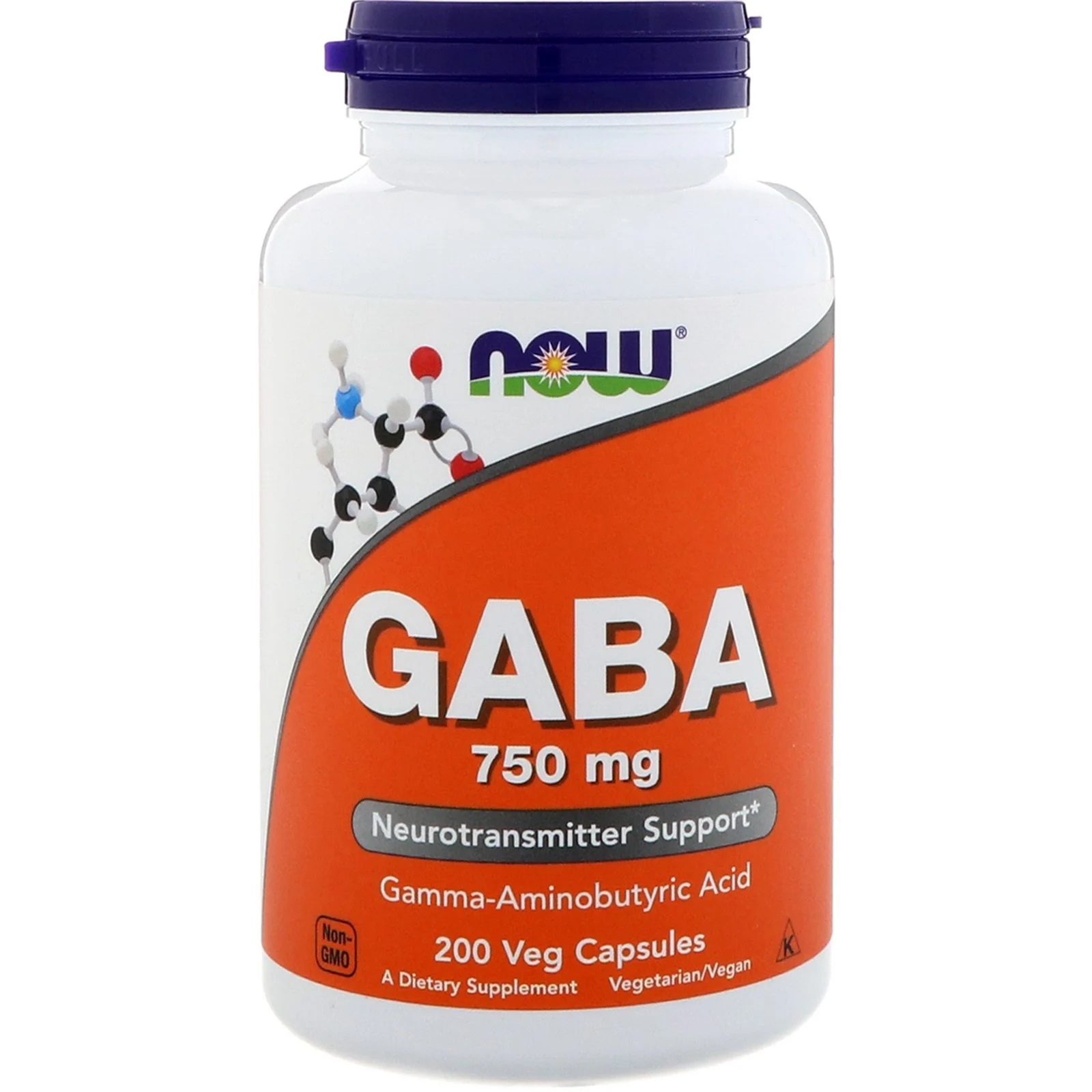 Image of GABA- 750 mg (200 Vegetarian Capsules) - Now Foods 