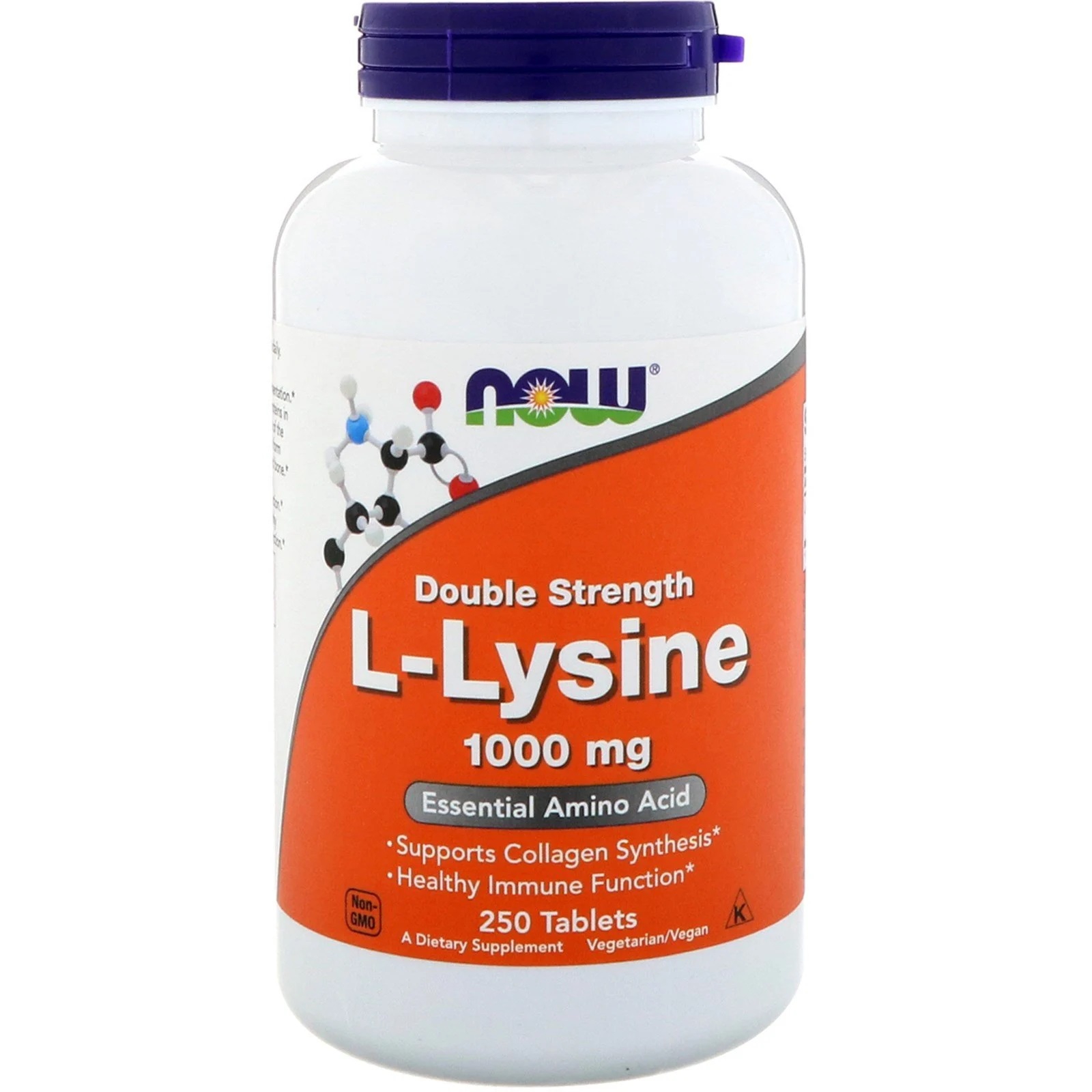 Image of L-Lysine- 1000 mg (250 tablets) - Now Foods 