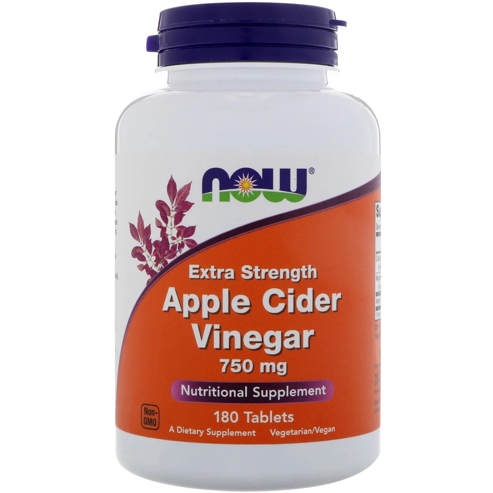 Image of Apple Cider Vinegar- Extra Strength 750 mg (180 tablets) - Now Foods 