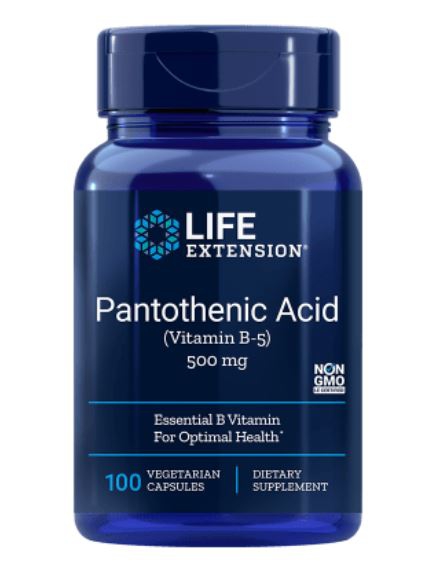 Image of Acide Pantothénique (vitamine b5) 500 mg - 100 capsules - Life Extension 