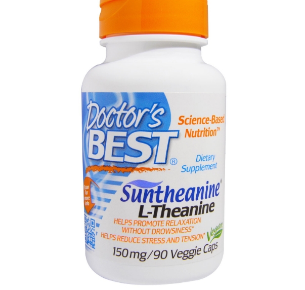 Image of Doctor&apos;s Best, Suntheanine L-théanine, 150 mg, 90 capsules de Veggie 