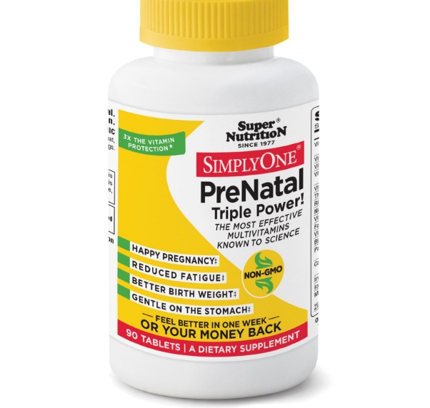 Image of Super Nutrition, Simply One, puissance Triple prénatale!, 90 comprimés 