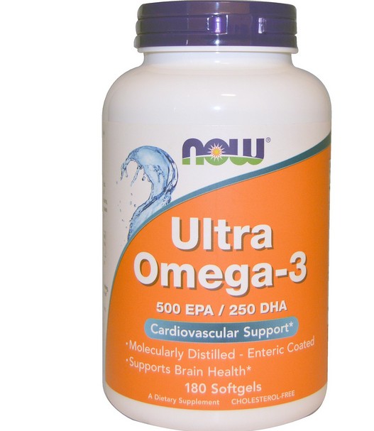 Image of Ultra oméga-3 500 EPA/250 DHA (180 gélules) - Now Foods 