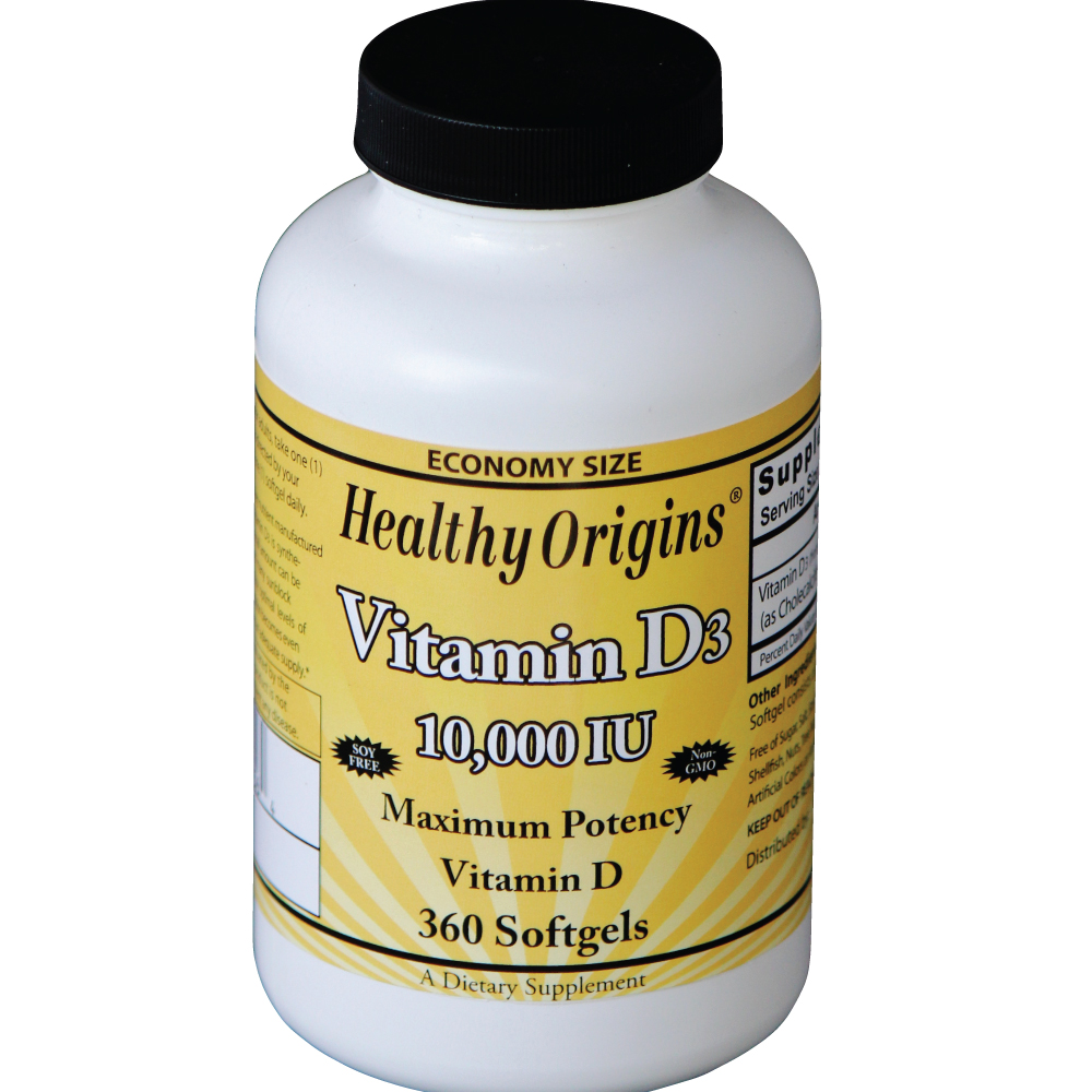 Image of Healthy Origins, vitamine D3, 10 000 UI, 360 gélules 