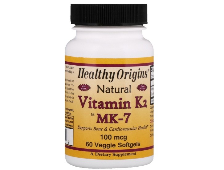 Image of Natural Vitamin K2 as MK-7 100 mcg (60 Veggie Softgels) - Healthy Origins 