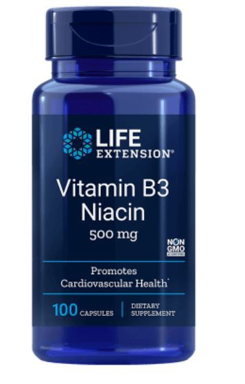 Image of Vitamine B3 Niacine 500 Mg -100 Gélules - Life Extension 