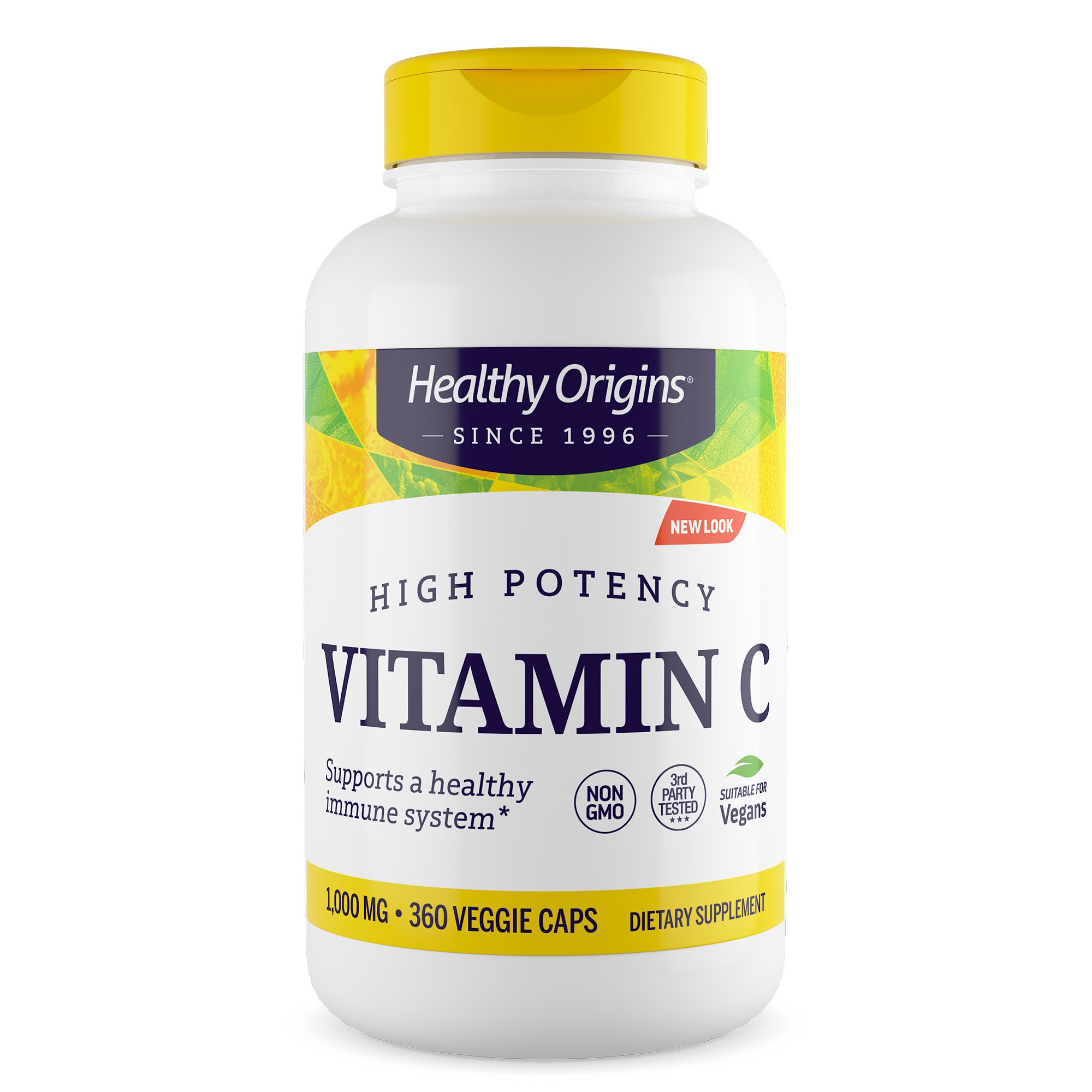 Image of Vitamin C 1000 mg (Non-GMO L-Ascorbic Acid) 360 Vcaps - Healthy Origins