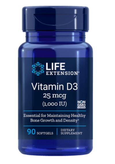 Image of Vitamine D3, 1,000 Iu 90 Gélules - LifeExtension 