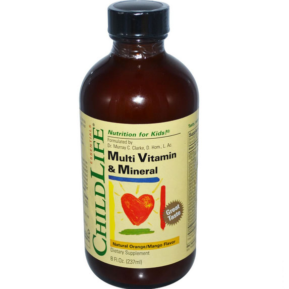 Image of ChildLife Essentials, Multi vitamine & minérale saveur Orange/mangue naturel (237 ml)